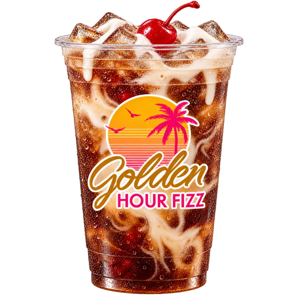 Dr. 90210 dirty soda with vanilla cream and a cherry on top
