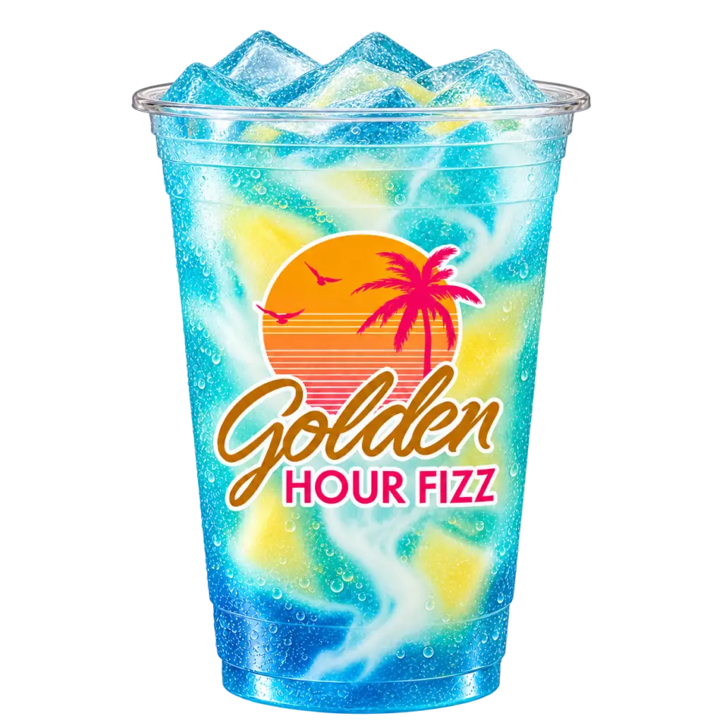 Newport Beach blue raspberry dirty soda with coconut cream