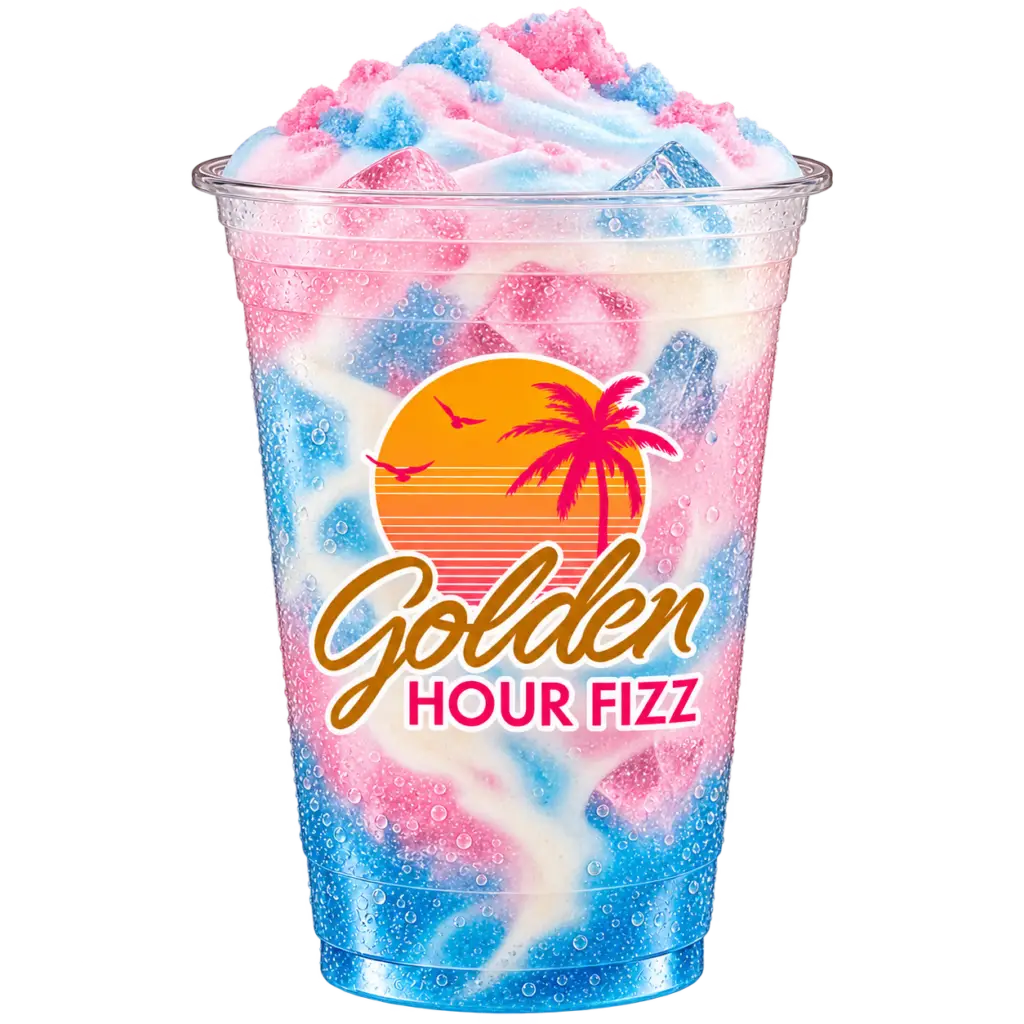 Pacific Cotton Candy energy fizz topped with cotton candy cold foam