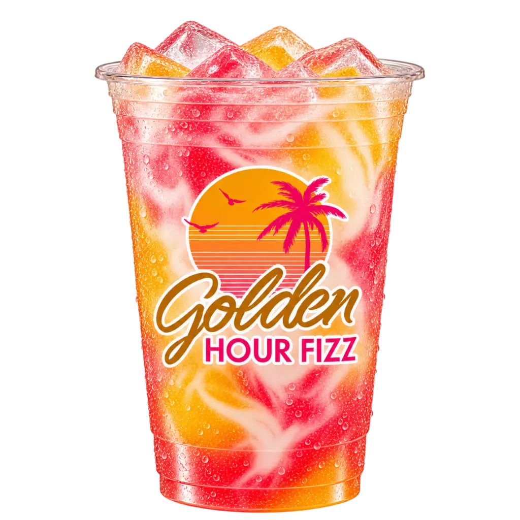 Sunset Dream watermelon mango dirty soda with sweet cream