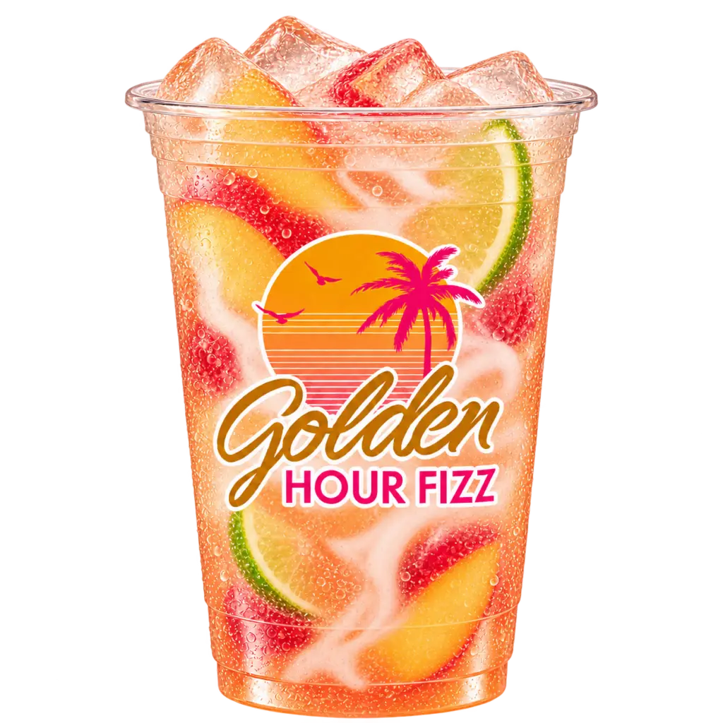Surf's Up peach raspberry dirty soda with coconut cream